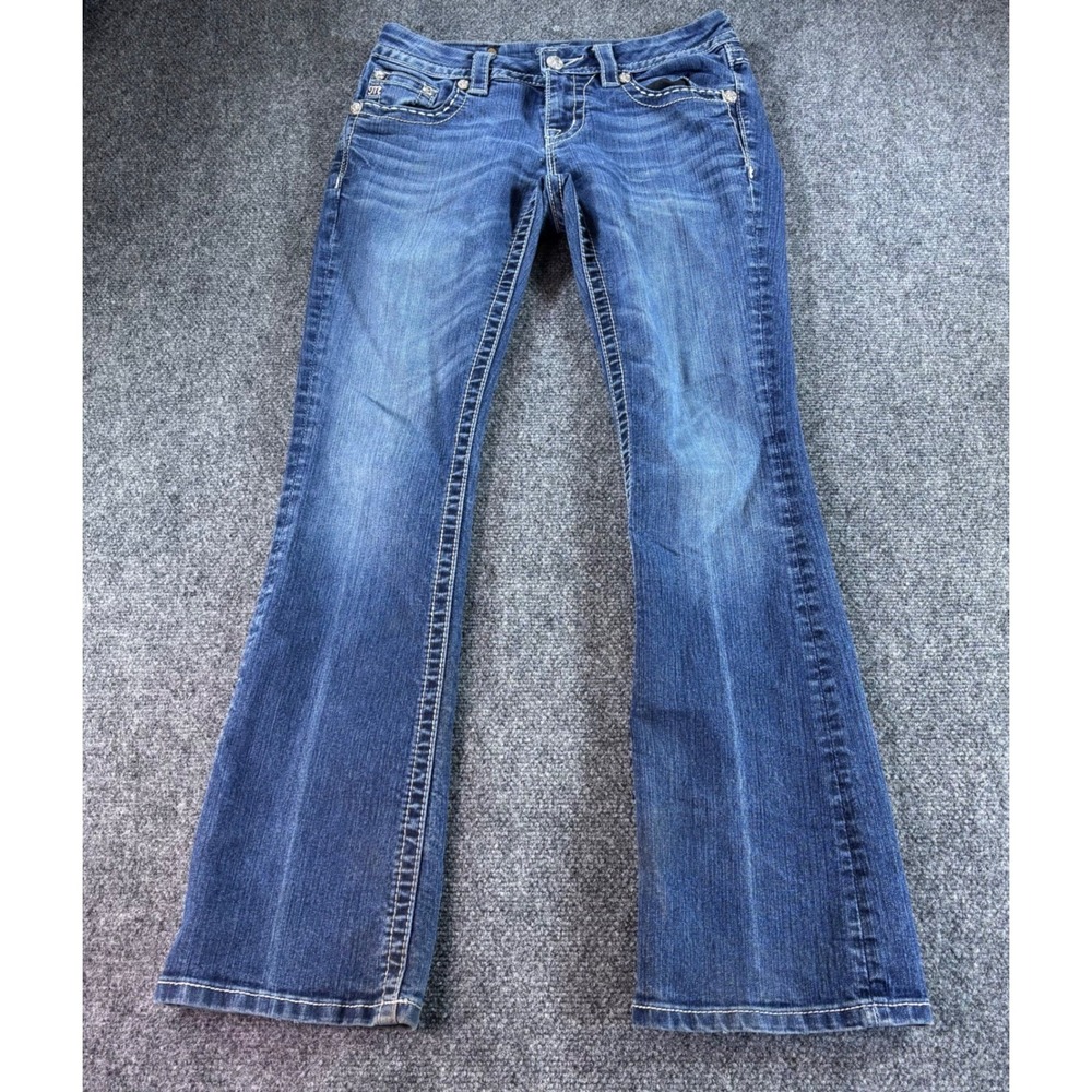 Miss Me Bootcut Jeans Women 28 Blue Embellished Pocket JE8076BR Western Y2K